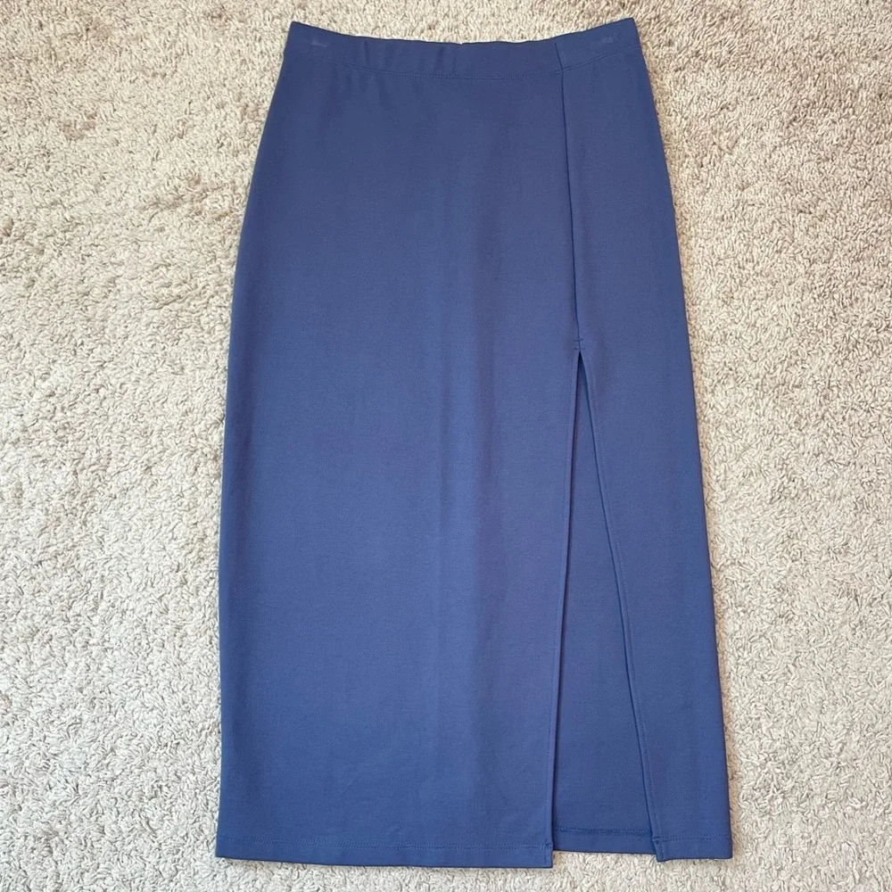 Aritzia Babaton Pencil Slit Pull-On Midi Skirt in Dive Blue Size 4